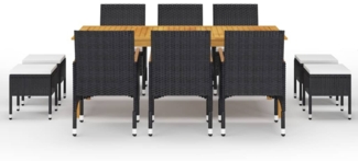 vidaXL 11-tlg. Garten-Essgruppe Schwarz 3067875