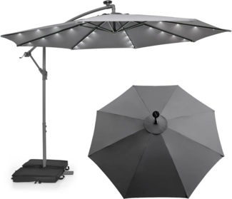 KOMFOTTEU Sonnenschirm Ø 300 cm, mit UV-Schutz Abdeckung & 32 LED-Solar-Beleuchtung