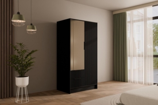 ALTDECOR Drehtürenschrank NOA (Kleiderschrank Garderobenschrank mit viel Stauraum, Moderner Schrank) Vielseitiger Drehtürenschrank Spiegeltüren Spiegel Geriffelte Fronten
