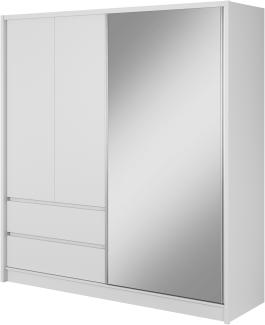 Domando Kleiderschrank Punta Ala 200 Modern Breite 204cm, Schwebetür, praktische Facheinteilung in Weiß Matt