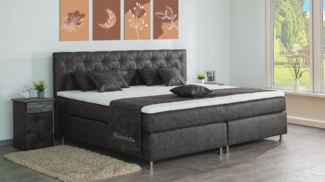 Meisterbetten Boxspringbett Inox 140x220 in MS-Grey, Matratzenbezug Nano, Ergoflex-Topper