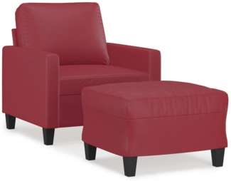 vidaXL Sessel mit Hocker Weinrot 60 cm Kunstleder 3201022