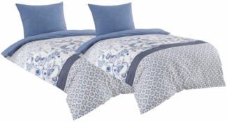 Visaggio Bettwäsche 100% Baumwolle Bettbezug Set in 6 Größen, Renforcé, 4 teilig, moderne Wendebettwäsche Paisleymuster und Streifen