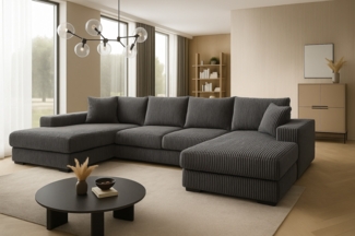 Ecksofa VERONA 328x182 cm mit Schlaffunktion, Bonellfederkern und Bettkasten