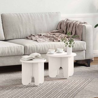 vidaXL Couchtisch 2 pcs Weiß Massivholz Kiefer 873554