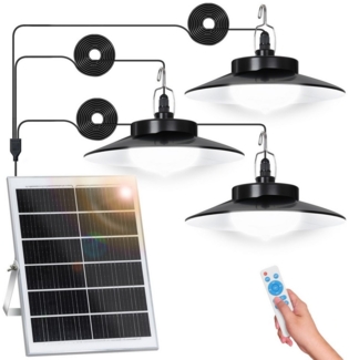 LMaxhome LED Solarleuchte Hängelampen Solar Deckenleuchte Outdoor, 5 Modi mit Fernbedienung IP65, Untrennbar - 3 Lampen, LED fest integriert, Warmweiß/Kaltweiß Wahlbar, mit Bewegungsmelder und 5m Kabel, Solarlampe für Garten, Terrasse