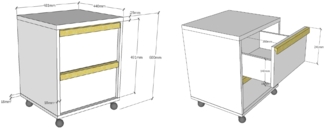 London Rollcontainer Buche Anthrazit