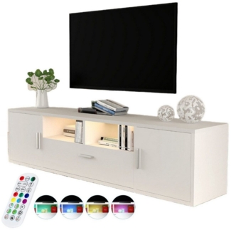 WILGOON TV-Schrank Fernsehkommode, Hochglanz TV Schrank, mit 16 Farben LED Beleuchtung (Fernsehschrank, 1-St, 2 offenes Regalfach,3 Ablagen mit Griff Klapptüren) TV Board Fernsehkommode 160cm TV schrank in wohnzimmer für TV bis 65''