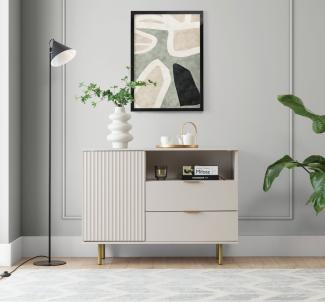 Furnix Kommode Nadija K1D2SZ Sideboard mit Schubladen und Metallfüßen in 2 Farben, 107x80x41 cm, Design und Funktionalität