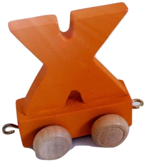 FunWorldToys® Buchstabenzug Bunt Holzeisenbahn Namenszug aus Holz (Buchstabe X)