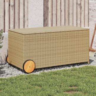 vidaXL Gartentruhe mit Rollen Beige 190L Poly Rattan 365327