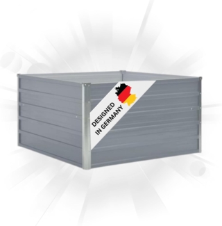 DELUKE® Hochbeet für Garten EMIL Quadrat Grau 100x100x45cm Verzinkter Stahl Hochbeet Metall Gartenbeet Kräuterbeet Blumenbeet Beet hoch Frühbeet für Garten Gemüsebeet