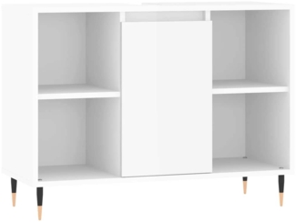 Badschrank, Badezimmerschrank Hochglanz-Weiß 80 x 33 x 60 cm Holzwerkstoff