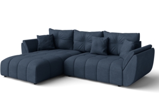 AX LIVING Eckcouch blau Verciani Schlaffunktion Bettkasten 266cm