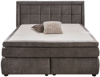 Boxspringbett Stockholm / Sophia Mix , Polyester, Stoff , Grau , 197 x 131 x 217 cm