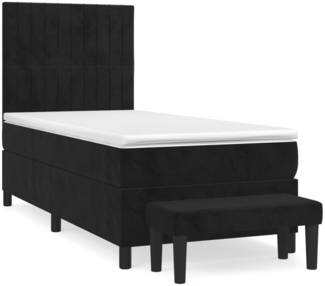 vidaXL Boxspringbett mit Matratze Schwarz 90x190 cm Samt 3137937