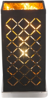 Tischlampe Textil Schirm Schwarz Tischleuchte Nachttischlampe Gold 15229T1