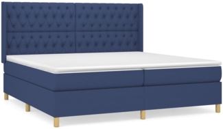 vidaXL Boxspringbett mit Matratze Stoff Blau 200x200 cm, Härtegrad: H2 [3132263]