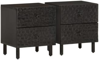 vidaXL Nachttische 2 Stk. Schwarz 40x33x46 cm Massivholz Mango 356818