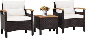 KOMFOTTEU Sitzgruppe Gartensessel, (Set, 3-tlg), Terrassenmöbel mit Kissen