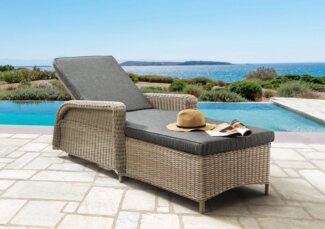Destiny Gartenliege CASA, Hochwertiges Polyrattan, mit Rollen, verstellbar, inkl. Auflage