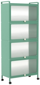 COSTWAY Hochschrank 5-stufig Küchenregal mit aufklappbaren PC-Türen & Rollen