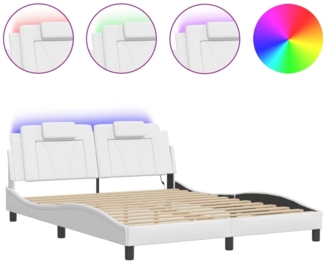 vidaXL Bettgestell "Viana" mit LED ohne Matratze Weiß 160x200 cm Kunstleder 3214030