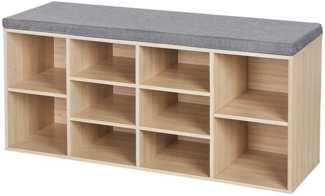 Valora Schuhschrank mit Sitzbank, Eichenholz, Fluraufbewahrung mit Kissen