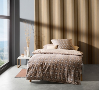 Fleuresse Aspen Biber Bettwäsche 135x200 Karo Wende braun beige 434555-07