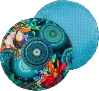 hip Dekokissen Cailani, Mit Füllung, 1 Stück, Biese, Wendeoptik, Weich, Mandala, Blau