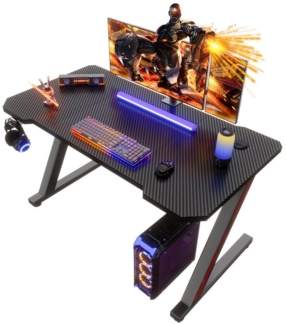 HOMALL Gamingtisch Gaming Tisch Computertisch Schreibtisch 120x60 cm, Z-Frame (Gamer Tisch,Schreibtisch,Ergonomischer PC-Schreibtisch mit Kopfhörerhaken,PC Tisch,1-St)