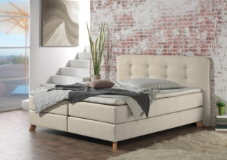 Home affaire Boxspringbett Cecina, in 5 Breiten, 3 Ausführungen, 2 Härtegrade, Knopfheftung, Topper