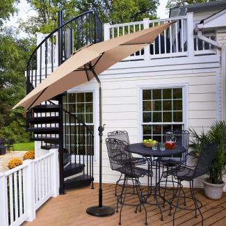 COSTWAY Ø300cm Sonnenschirm mit Kurbel Gartenschirm Ampelschirm Kurbelschirm Strandschirm Terrassenschirm Beige
