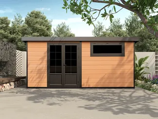 Vente-unique - HAZELTON Gartenhaus GlasVerbundwerkstoff GrauBraun - B 284 cm x H 227 cm x L 494 cm