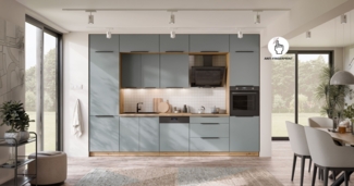 Küche ARIA K-AR - NAGU 340 cm Anti Fingerprint Küchenzeile Küchenblock Singleküche Einbauküche