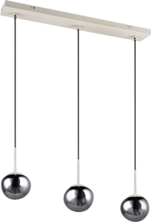 s.Oliver Pendelleuchte ANJELLA, Hängelampe exkl 3x E14, in warm grey (beige) + smoke Glas, Leuchtmittel wechselbar, warmweiß - kaltweiß, mit mundgeblasenen Glasschirmen in rauchgrau, max 10W