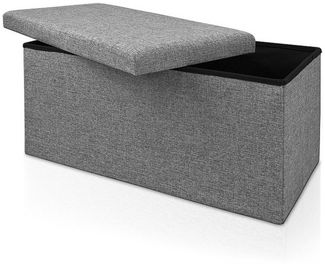 Casaria Sitztruhe mit Stauraum 80 x 40 x 40 cm Faltbar 100 L Gepolstert Deckel Stoff Wohnzimmer Schlafzimmer Sitzhocker Sitzbank Aufbewahrungsbox Grau