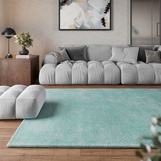 Homie Living Teppich Pisa, rund, Höhe: 25 mm, Hochflor, Microfaser, uni, weich, Shaggy, Wohnzimmer, Schlafzimmer