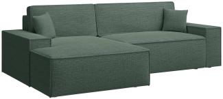 Selsey Farese New - Ecksofa mit Schlaffunktion, Chenille-Bezug in Salbeigrün, linksseitig