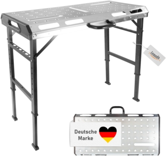 Schweißtisch klappbar, Werkbank höhenverstellbar aus Stahl, Multifunktionstisch bis 450kg belastbar