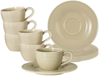 Seltmann Weiden Beat Color Glaze Espressotassen mit Untertassen 6er Set Sandbeige