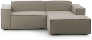 Dmora Sofa mit Halbinsel Amuleto, modulares 2-Sitzer-Sofa mit rechter Halbinsel, Stoffsofa, 100 % Made in Italy, 220 x 170 x 70 cm, Taupe