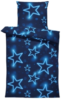 One Home Bettwäsche Motive, Mikrofaser, 4 teilig, Sterne Stars Weltall Galaxie, Knitterfrei Weich für Sommer und Winter