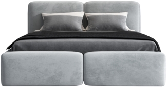 Polsterbett OLKE 90x200 ohne Matratze mit Bettkasten und Lattenrost. Farbe: Silber 15