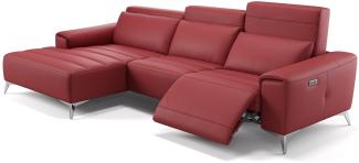 Sofanella Eckcouch BELLA Leder Wohnlandschaft Sofa in Rot XL: 314 x 163 Breite x 100 Tiefe