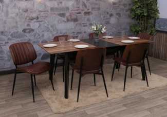 6er-Set Esszimmerstuhl HWC-O44, Küchenstuhl Stuhl, Bugholz Kunstleder Öko-Tex FSC® ~ Walnuss-Optik, vintage braun