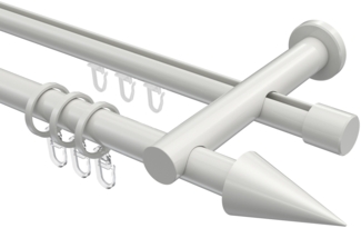 Rundrohr-Innenlauf-Gardinenstangen-Set Platon Savio 420 cm (geteilt in 3x140 cm), 2-läufig, 20 mm Ø Weiß