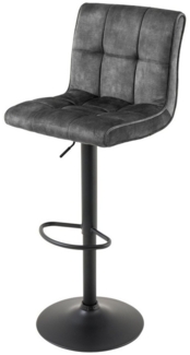riess-ambiente Barhocker MODENA grau / schwarz - Samt, Metall, drehbar, höhenverstellbar (Einzelartikel, 1 St), gepolsterter Sitzhocker mit Tulpenfuß & Fußablage - ideal für Küche