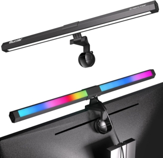 Quntis Schreibtischlampe mit RGB, 40/51cm 2in1 Monitor Lampen für Büro, Jugendzimmer, Studie, Gaming RGB, LED wechselbar, Tageslichtweiß, Variables RGB-Umgebungslicht, pc bildschirmlampe mit einstellbare Farbtemperatur Helligkeit, deko
