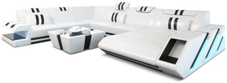 Sofa Dreams 'XXL Apollonia' Wohnlandschaft, 77 x 271 x 356 cm, Weiß / Schwarz, Ledermix, Rechts